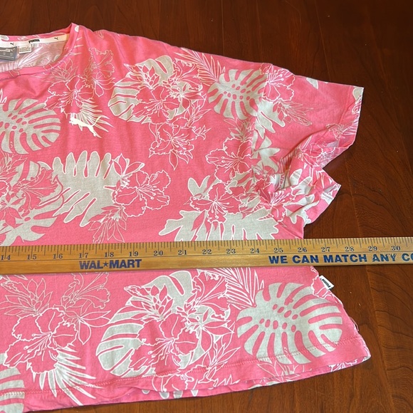Puma Active Tropical Print Cropped Tee Pink Gray Women’s Size XL EUC - Picture 3 of 12